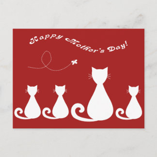 Carte Postale Fête des mères "Chat-mère avec chatons"