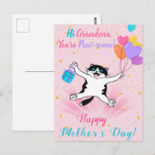 Carte Postale Fête des mères de grand-mère mignonne Kitty rose (Devant / Derrière)