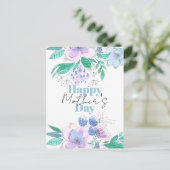 Carte Postale Fête des mères de l'Aquarelle rose et pourpre (Debout devant)