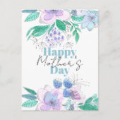 Carte Postale Fête des mères de l'Aquarelle rose et pourpre (Devant)