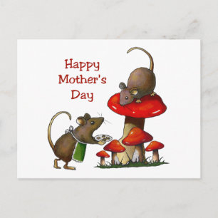 Carte Postale Fête des mères : Deux souris et tabouret : Cookies