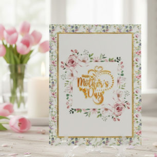 Carte Postale Fête des Mères Élégante Florale avec Rose Rose Fér