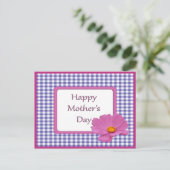 Carte Postale Fête des Mères Fleur pourpre & En vichy Design (Debout devant)