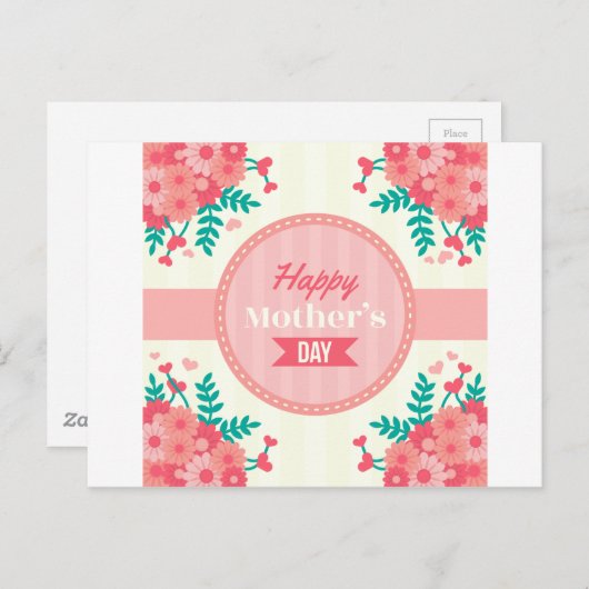 Carte Postale fête des mères florale (Devant / Derrière)