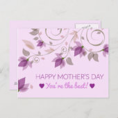 Carte Postale Fête des mères florales pourpres (Devant / Derrière)