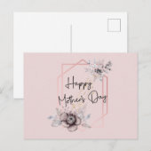 Carte Postale Fête des mères florales rose et gris (Devant / Derrière)