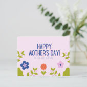 Carte Postale Fête des mères joyeuses à la florale rose (Debout devant)