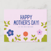 Carte Postale Fête des mères joyeuses à la florale rose (Devant)