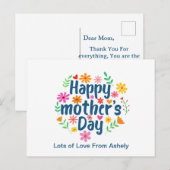 Carte Postale Fête des mères joyeuses florales sur mesure (Devant / Derrière)