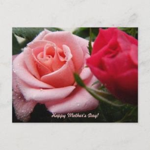 Carte Postale Fête des mères rose et rouge rose