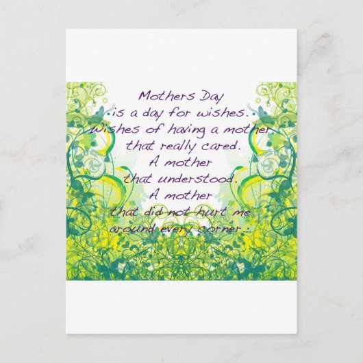 Carte Postale Fête des mères souhaite vert jaune (Devant)