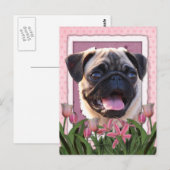 Carte Postale Fête des mères - Tulipes roses - Carlin (Devant / Derrière)