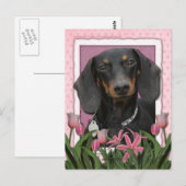 Carte Postale Fête des mères - Tulipes roses - Dachshund - Winst (Devant / Derrière)