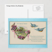 Carte Postale Fête des mères vintages Bluebirds (Devant / Derrière)