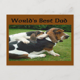 Carte Postale fête des pères Basset Hounds le meilleur papa du m
