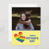 Carte Postale FÊTE DES PÈRES des Coeurs arc-en-ciel LGBT (Devant / Derrière)