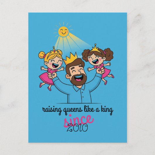 Carte Postale Fête des Pères : Élever des Reines Comme un Roi (Devant)