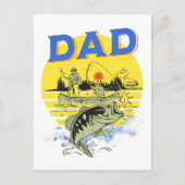 Carte Postale Fête des pères Extérieur Pêche Bateau Camping Papa (Devant)