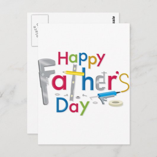 Carte Postale fête des pères heureuse (Devant / Derrière)