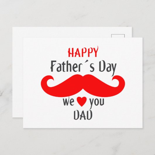 Carte Postale fête des pères heureuse nous t'aimons papa (Devant / Derrière)