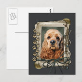 Carte Postale Fête des pères - Pailles de pierre - Cocker Spanie (Devant / Derrière)