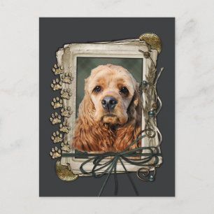 Carte Postale Fête des pères - Pailles de pierre - Cocker Spanie