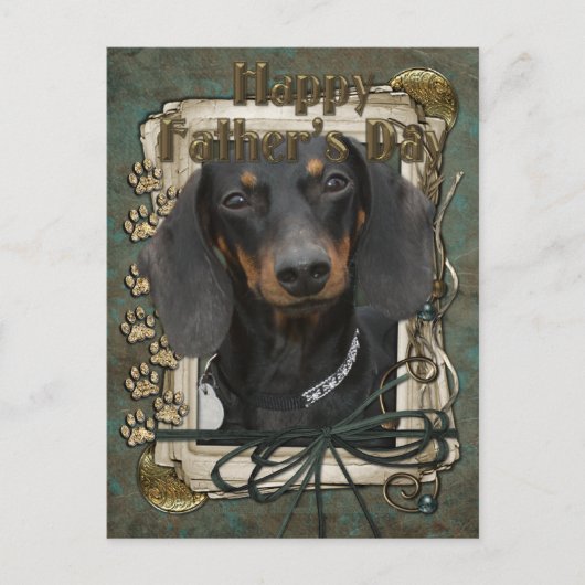 Carte Postale Fête des pères - Poches de pierre - Dachshund - Wi (Devant)