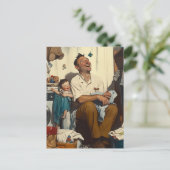 Carte Postale Fête des pères rires dans la buanderie (Debout devant)