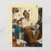 Carte Postale Fête des pères rires dans la buanderie (Devant / Derrière)