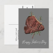 Carte Postale Fête des pères T Bone Steak Rosemary Sprigs (Devant / Derrière)