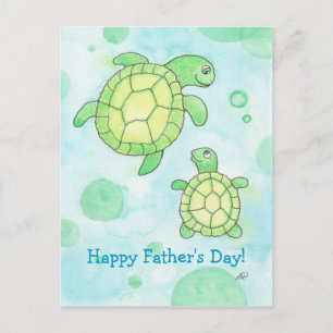 Carte postale Fête des pères Tortues de mer