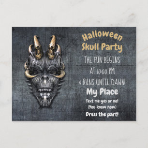 Carte Postale Fête d'Halloween crâne gothique