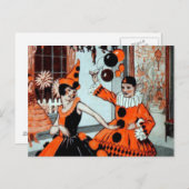 Carte Postale Fête d'Halloween en orange et noir (Devant / Derrière)