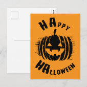 Carte Postale Fête d'Halloween joyeuse Citrouille (Devant / Derrière)