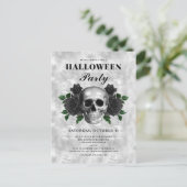 Carte Postale Fête d'Halloween Roses Noires Gothiques et Crâne (Debout devant)