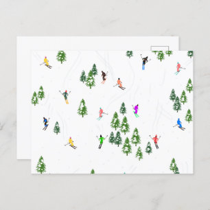 Carte Postale Fête d'Illustration de ski alpin Freeride