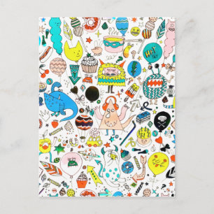 Carte Postale Fête drôle de monstres extraterrestres colorés