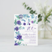 Carte Postale Fête du 100e Anniversaire Fleurie Violet Foncé Bot (Debout devant)