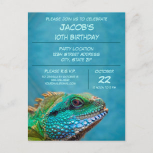Carte Postale Fête du 10e anniversaire de l'Iguana colorée