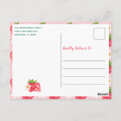 Carte Postale Fête du 1er anniversaire de fraise, rose doux et s (Dos)