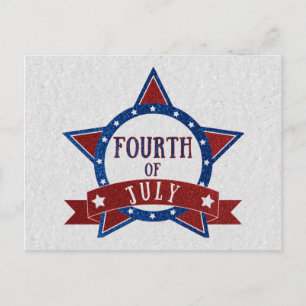 Carte Postale Fête du 4 juillet avec paillettes