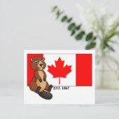 Carte Postale Fête du Canada Est. Drapeau et castor 1867 (Debout devant)