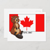 Carte Postale Fête du Canada Est. Drapeau et castor 1867 (Devant / Derrière)
