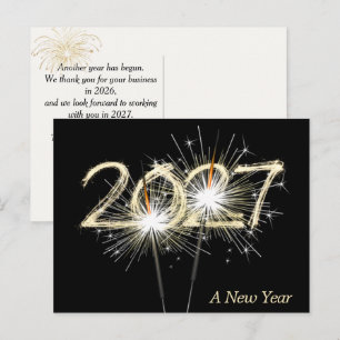 Carte Postale Fête du Nouvel An 2027 Entreprise Étoiles Brillant