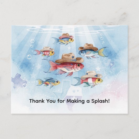 Carte Postale Fête du Poisson thème Texas MERCI (Devant)