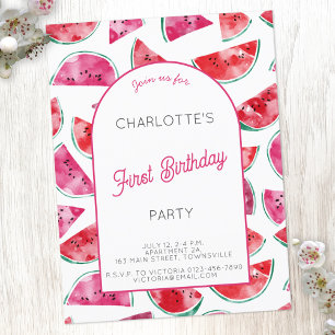 Carte Postale Fête du premier anniversaire à la pastèque
