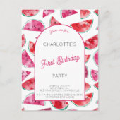 Carte Postale Fête du premier anniversaire à thème pastèque (Devant)