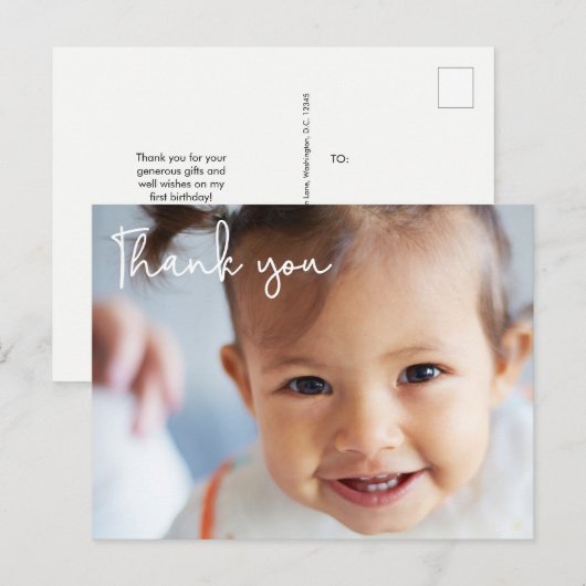 Carte Postale Fête du premier anniversaire de la petite fille Ph (Devant / Derrière)