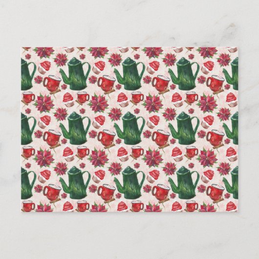 Carte Postale fête du thé de vacances aquarelle (Devant)