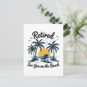 Carte Postale Fête Été Retraité À Vous Sur La Plage (Debout devant)
